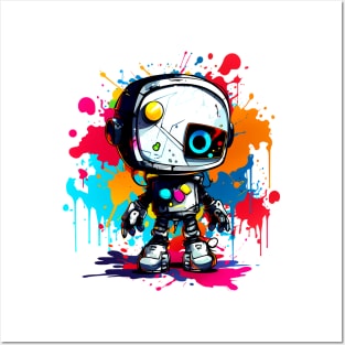 Cute cartoon Robot. Funny cyborg. Posters and Art